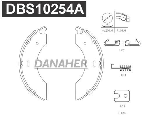 Danaher DBS10254A Brake shoe set DBS10254A