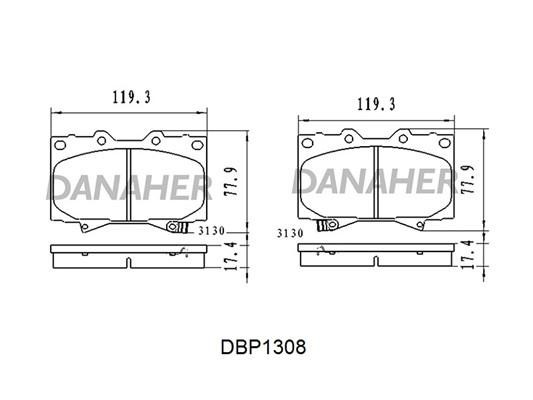 Danaher DBP1308 Brake Pad Set, disc brake DBP1308