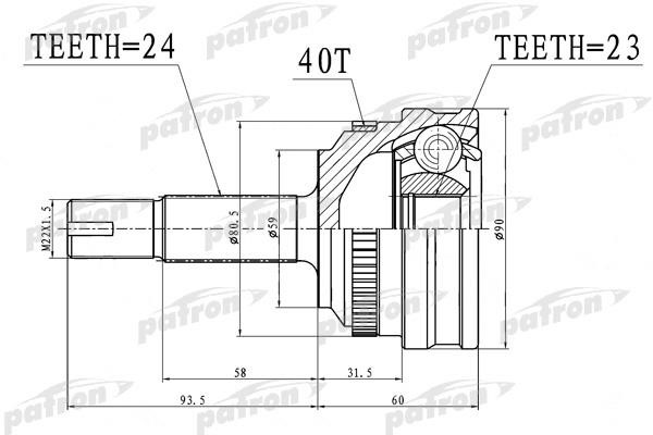 Patron PCV1718 Joint Kit, drive shaft PCV1718