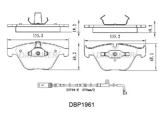Danaher DBP1961 Brake Pad Set, disc brake DBP1961