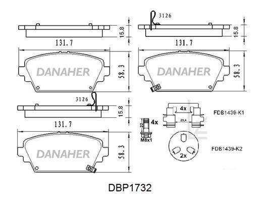 Danaher DBP1732 Brake Pad Set, disc brake DBP1732
