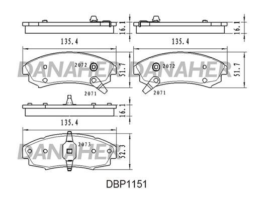 Danaher DBP1151 Brake Pad Set, disc brake DBP1151