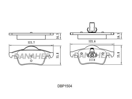 Danaher DBP1504 Brake Pad Set, disc brake DBP1504