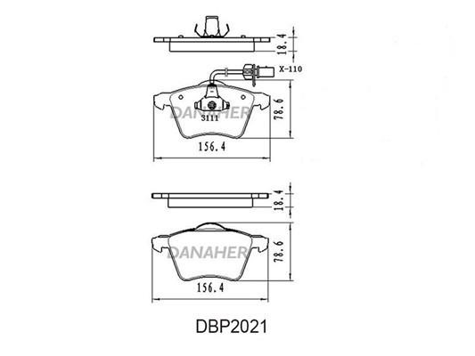 Danaher DBP2021 Brake Pad Set, disc brake DBP2021