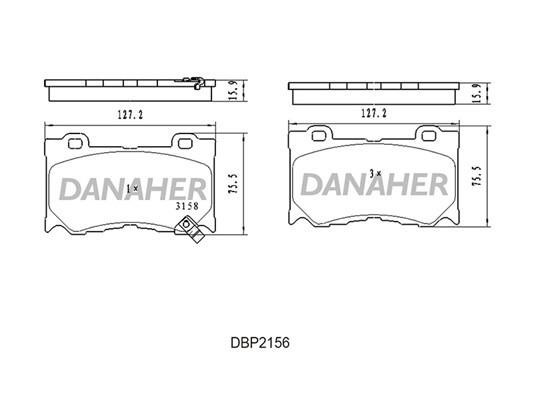 Danaher DBP2156 Brake Pad Set, disc brake DBP2156