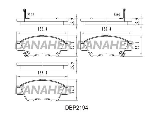 Danaher DBP2194 Brake Pad Set, disc brake DBP2194