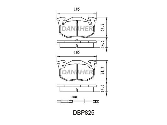 Danaher DBP825 Brake Pad Set, disc brake DBP825