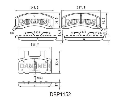 Danaher DBP1152 Brake Pad Set, disc brake DBP1152