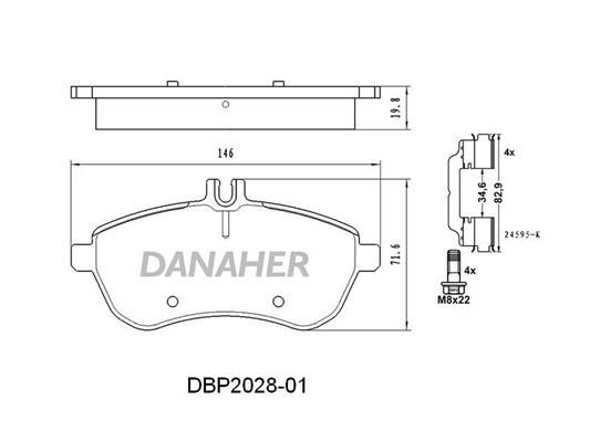 Danaher DBP2028-01 Brake Pad Set, disc brake DBP202801