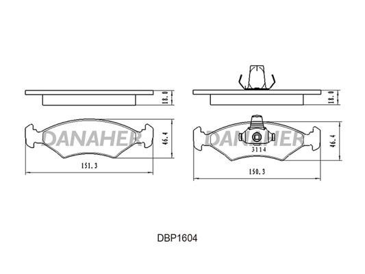 Danaher DBP1604 Brake Pad Set, disc brake DBP1604