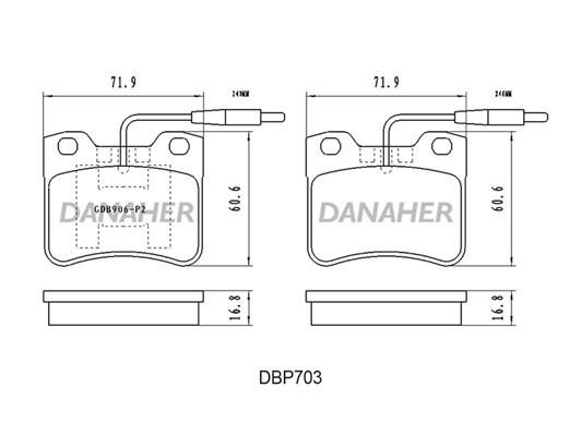 Danaher DBP703 Brake Pad Set, disc brake DBP703