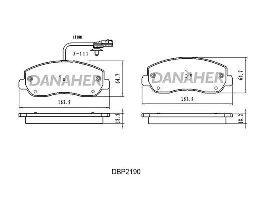Danaher DBP2190 Brake Pad Set, disc brake DBP2190