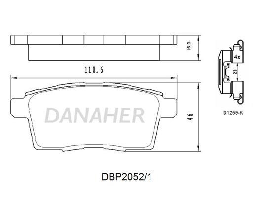 Danaher DBP2052/1 Brake Pad Set, disc brake DBP20521