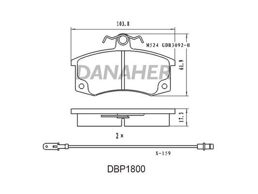 Danaher DBP1800 Brake Pad Set, disc brake DBP1800