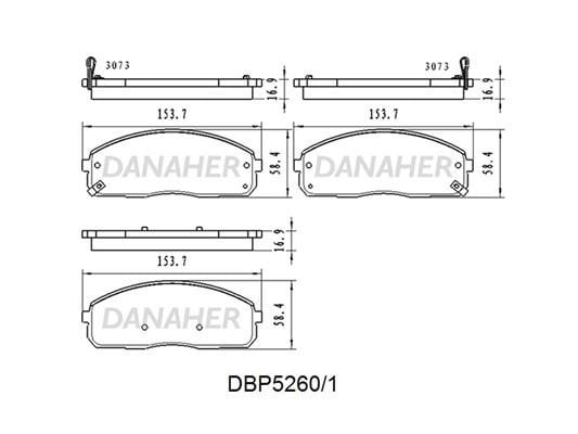Danaher DBP5260/1 Front disc brake pads, set DBP52601