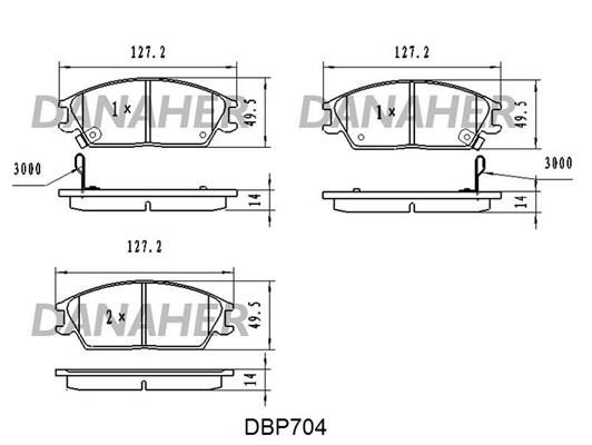 Danaher DBP704 Brake Pad Set, disc brake DBP704