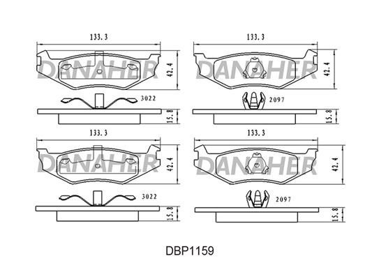 Danaher DBP1159 Brake Pad Set, disc brake DBP1159