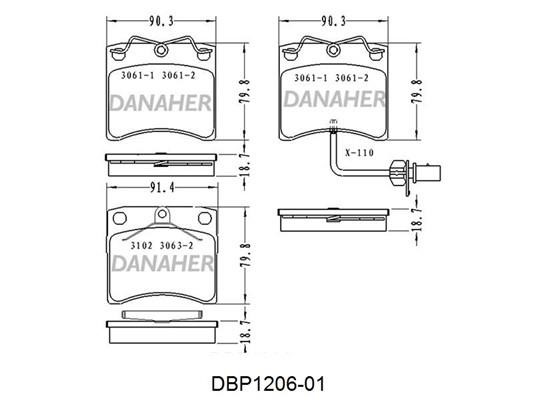 Danaher DBP1206-01 Brake Pad Set, disc brake DBP120601