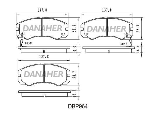 Danaher DBP964 Brake Pad Set, disc brake DBP964