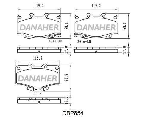 Danaher DBP854 Brake Pad Set, disc brake DBP854