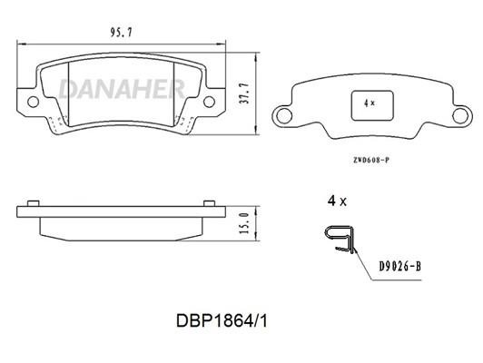 Danaher DBP1864/1 Brake Pad Set, disc brake DBP18641