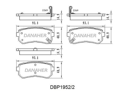 Danaher DBP1952/2 Brake Pad Set, disc brake DBP19522