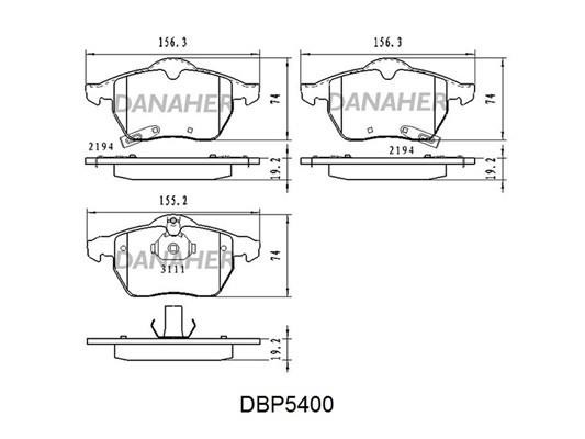 Danaher DBP5400 Brake Pad Set, disc brake DBP5400