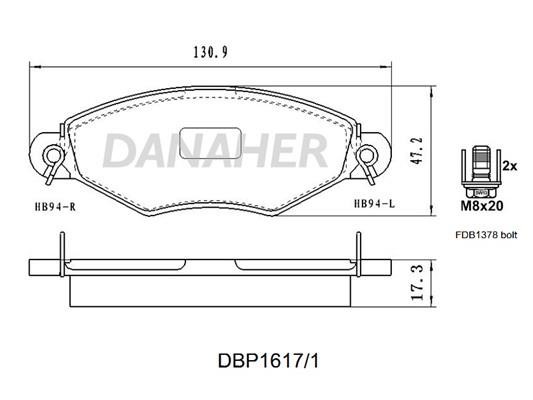 Danaher DBP1617/1 Brake Pad Set, disc brake DBP16171