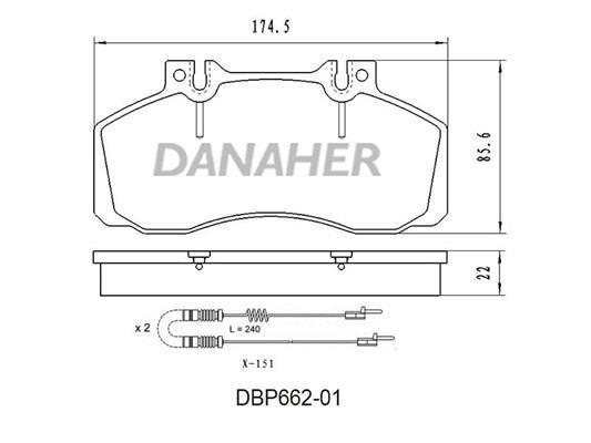 Danaher DBP662-01 Brake Pad Set, disc brake DBP66201
