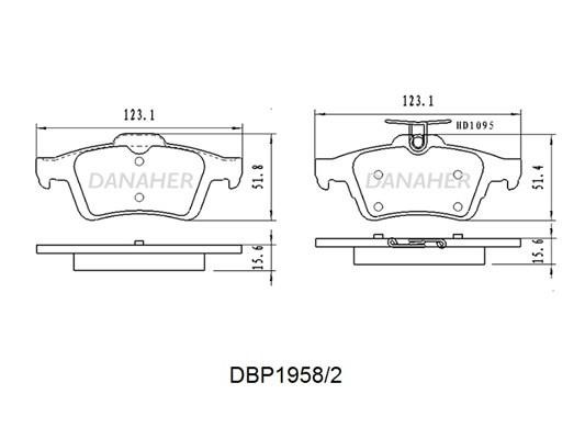 Danaher DBP1958/2 Brake Pad Set, disc brake DBP19582