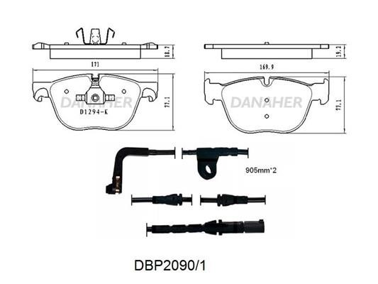 Danaher DBP2090/1 Brake Pad Set, disc brake DBP20901