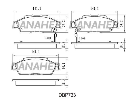 Danaher DBP733 Brake Pad Set, disc brake DBP733