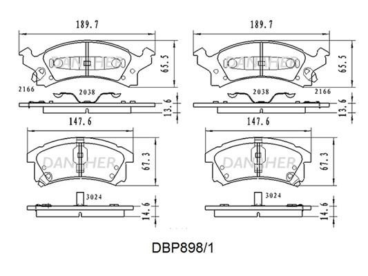Danaher DBP898/1 Brake Pad Set, disc brake DBP8981