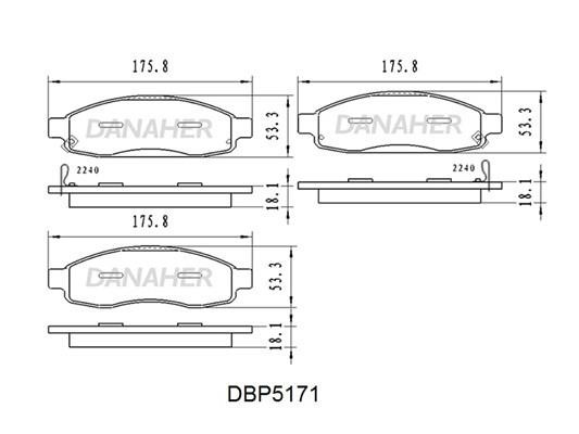 Danaher DBP5171 Front disc brake pads, set DBP5171
