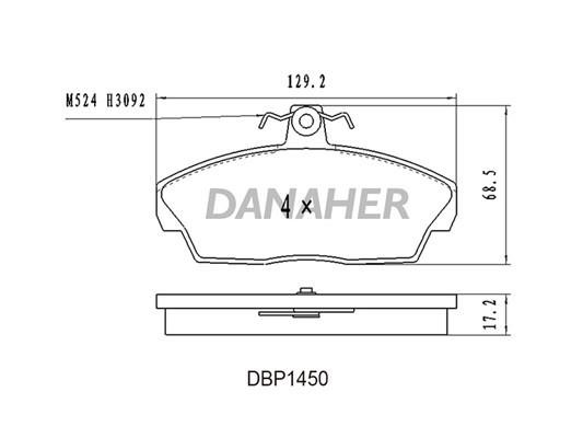 Danaher DBP1450 Brake Pad Set, disc brake DBP1450