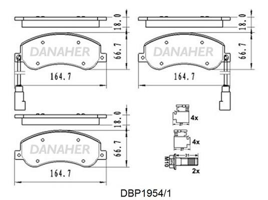 Danaher DBP1954/1 Brake Pad Set, disc brake DBP19541