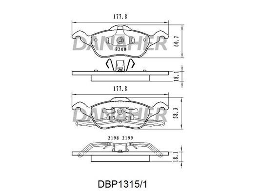 Danaher DBP1315/1 Brake Pad Set, disc brake DBP13151