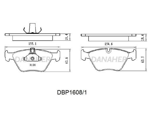 Danaher DBP1608/1 Brake Pad Set, disc brake DBP16081