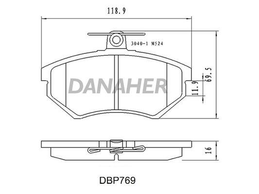 Danaher DBP769 Brake Pad Set, disc brake DBP769