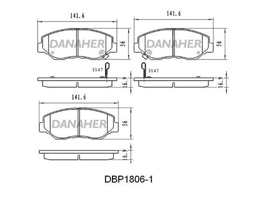 Danaher DBP1806/1 Brake Pad Set, disc brake DBP18061