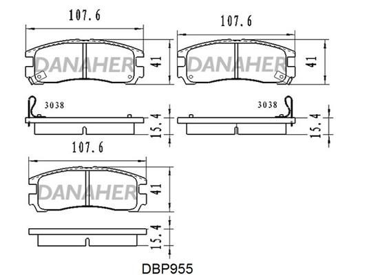 Danaher DBP955 Brake Pad Set, disc brake DBP955