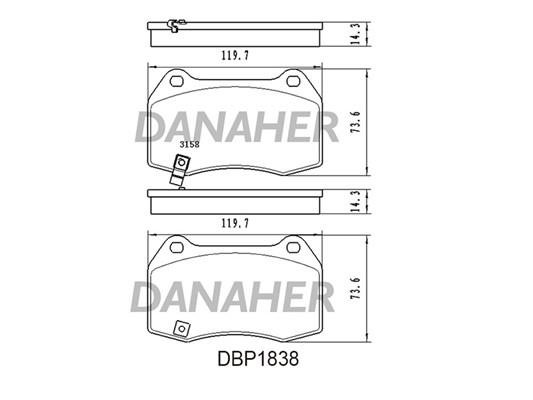 Danaher DBP1838 Brake Pad Set, disc brake DBP1838