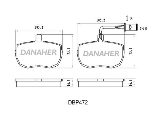 Danaher DBP472 Front disc brake pads, set DBP472