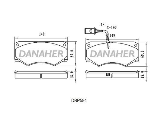 Danaher DBP584 Brake Pad Set, disc brake DBP584