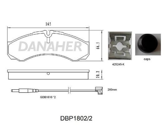 Danaher DBP1802/2 Brake Pad Set, disc brake DBP18022