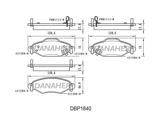 Danaher DBP1840 Brake Pad Set, disc brake DBP1840