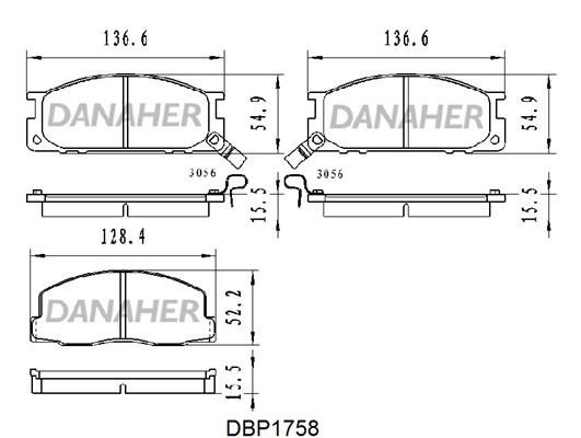 Danaher DBP1758 Brake Pad Set, disc brake DBP1758