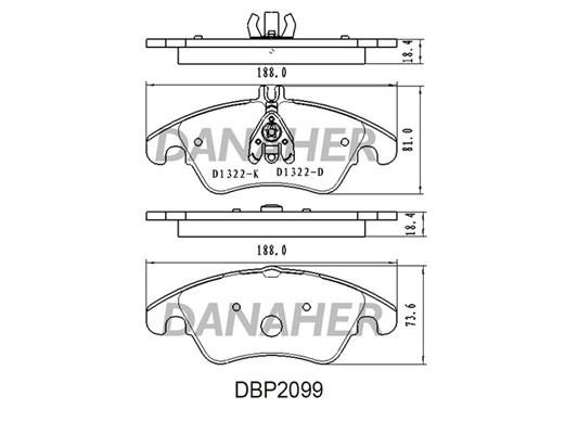 Danaher DBP2099 Brake Pad Set, disc brake DBP2099