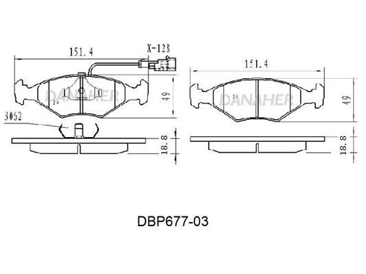 Danaher DBP677-03 Brake Pad Set, disc brake DBP67703