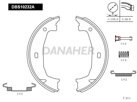 Danaher DBS10232A Parking brake shoes DBS10232A